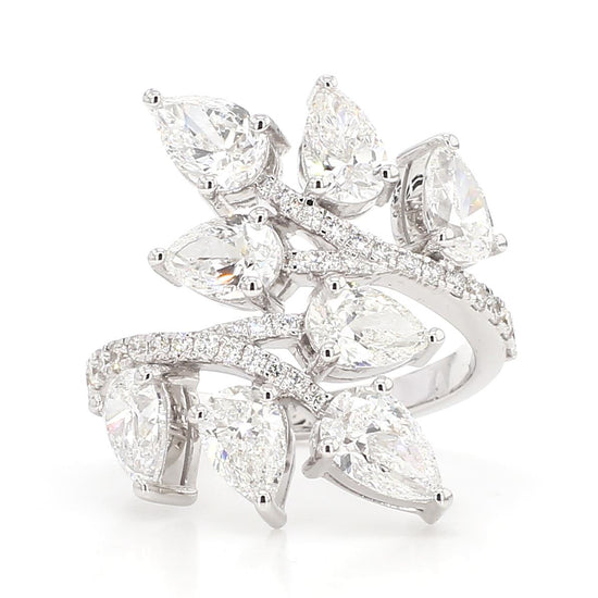 Natural White Pear Diamond 4.40 Carat TW White Gold Cocktail Ring
