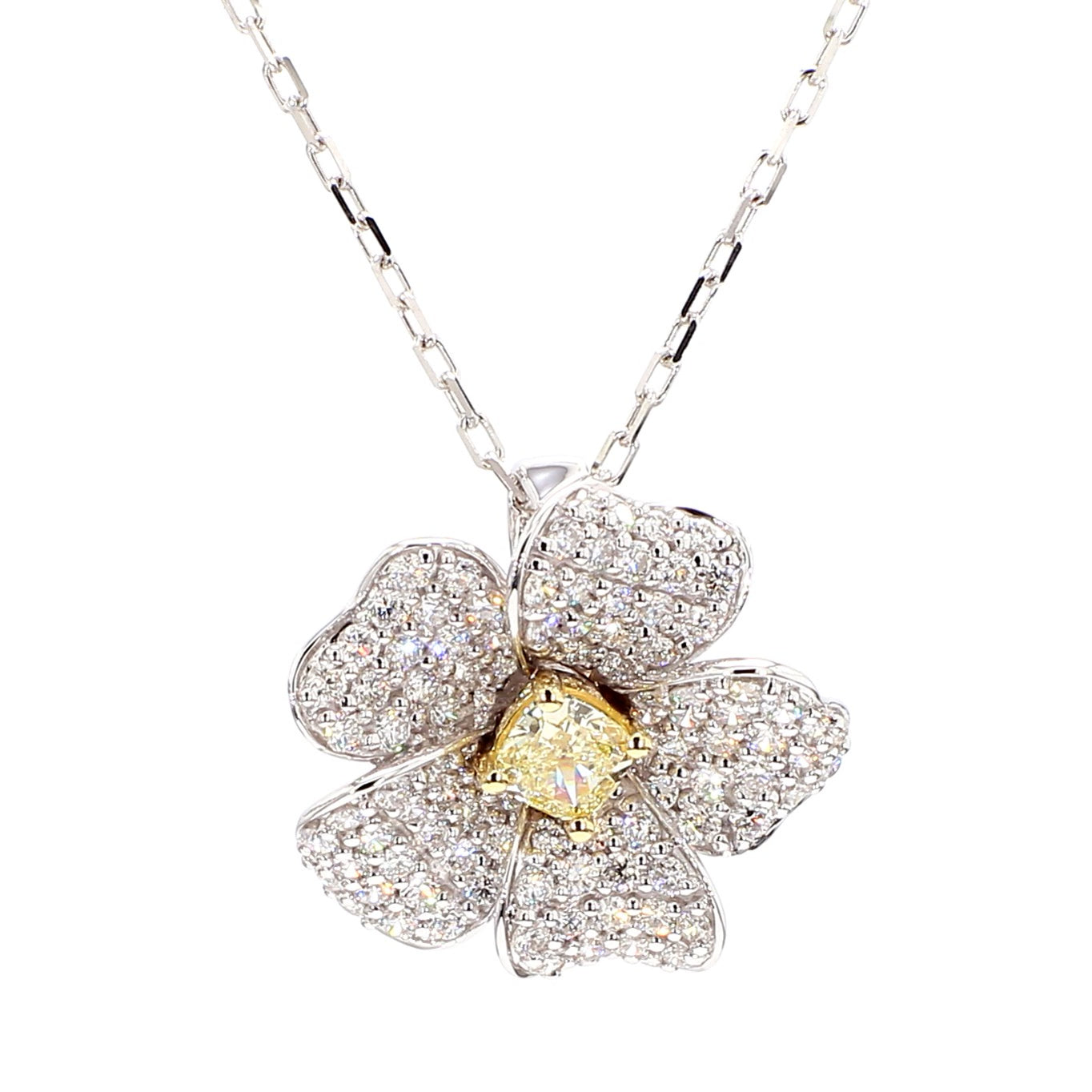 Natural Yellow Cushion Diamond 1.27 Carat TW Gold Drop Pendant