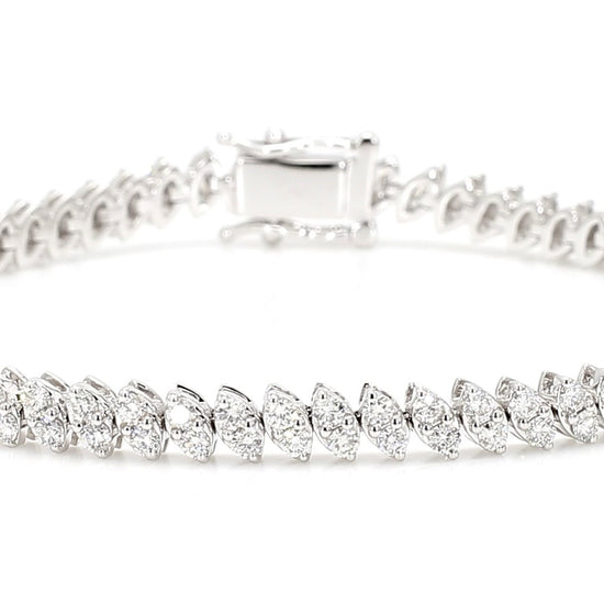 Natural White Round Diamond 3.40 Carat TW White Gold Tennis Bracelet