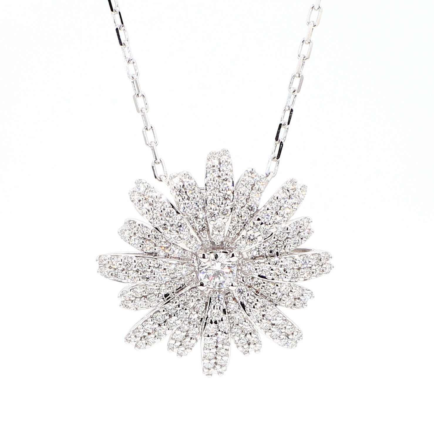 Natural White Round Diamond 0.78 Carat TW White Gold Drop Pendant
