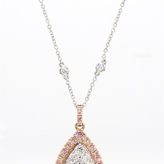 Natural Pink Round Diamond 1.28 Carat TW Rose Gold Drop Pendant