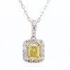 GIA Certified Natural Yellow Cushion Diamond 1.48 Carat TW Gold Drop Pendant