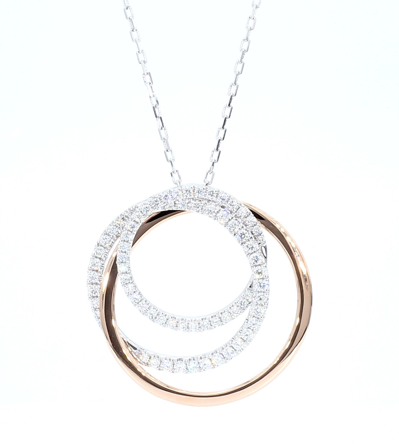Natural White Round Diamond 1.14 Carat TW Gold Pendant