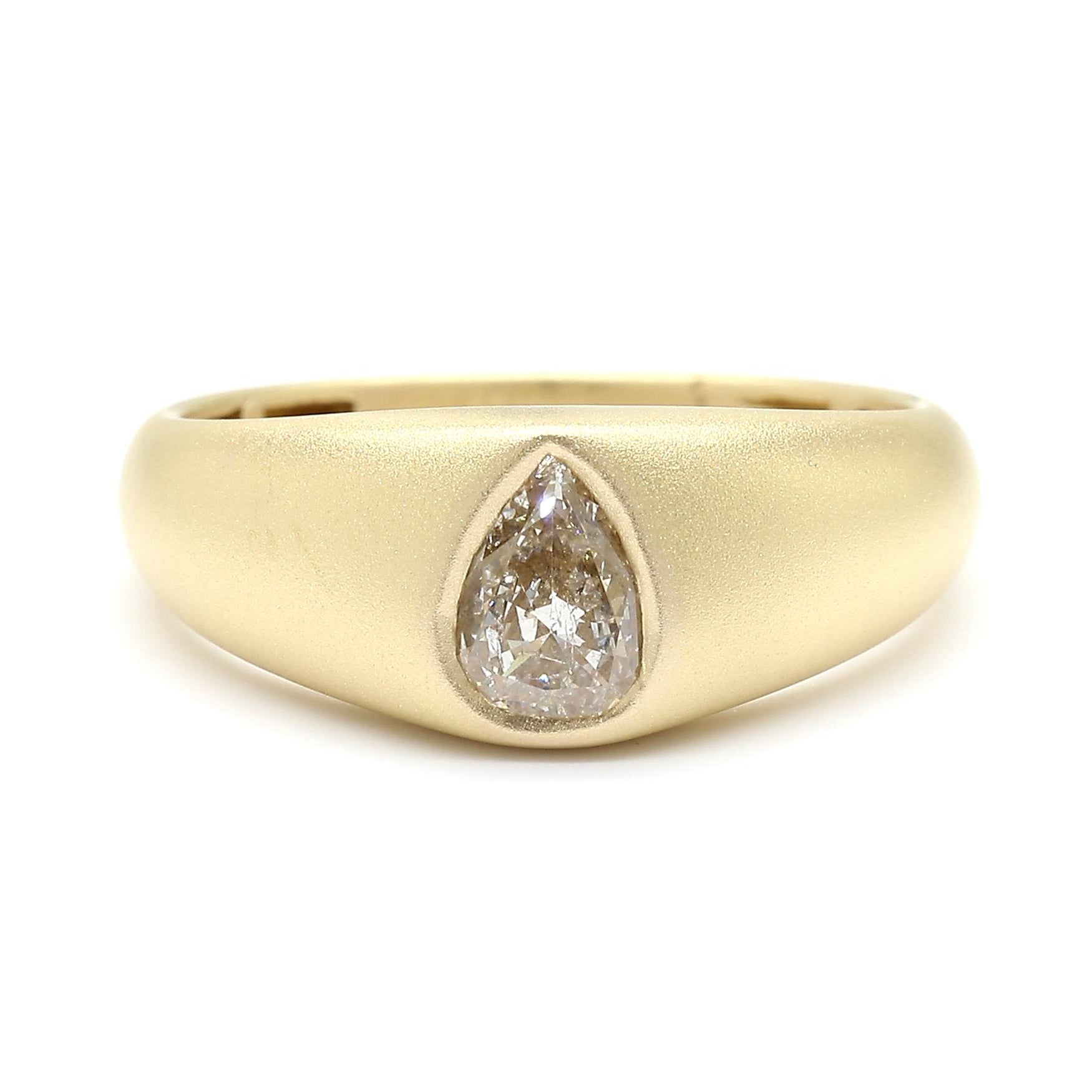 Natural White Pear Diamond 0.51 Carat TW Yellow Gold Cocktail Band
