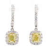 GIA Certified Natural Yellow Cushion Diamond 3.16 Carat TW Gold Drop Earrings