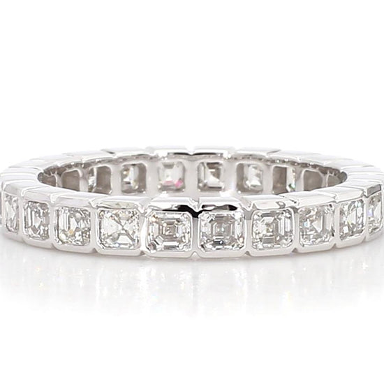Natural White Asscher Diamond 2.14 Carat TW White Gold Wedding Band