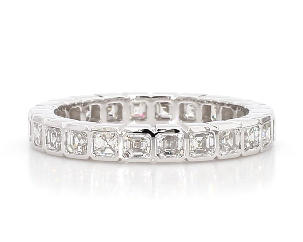 Natural White Asscher Diamond 2.14 Carat TW White Gold Wedding Band