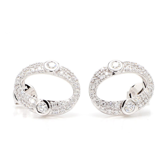 Natural White Round Diamond 0.45 Carat TW Gold Earrings
