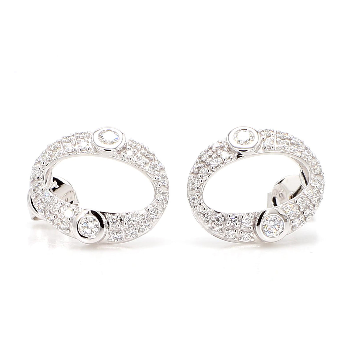 Natural White Round Diamond 0.45 Carat TW Gold Earrings