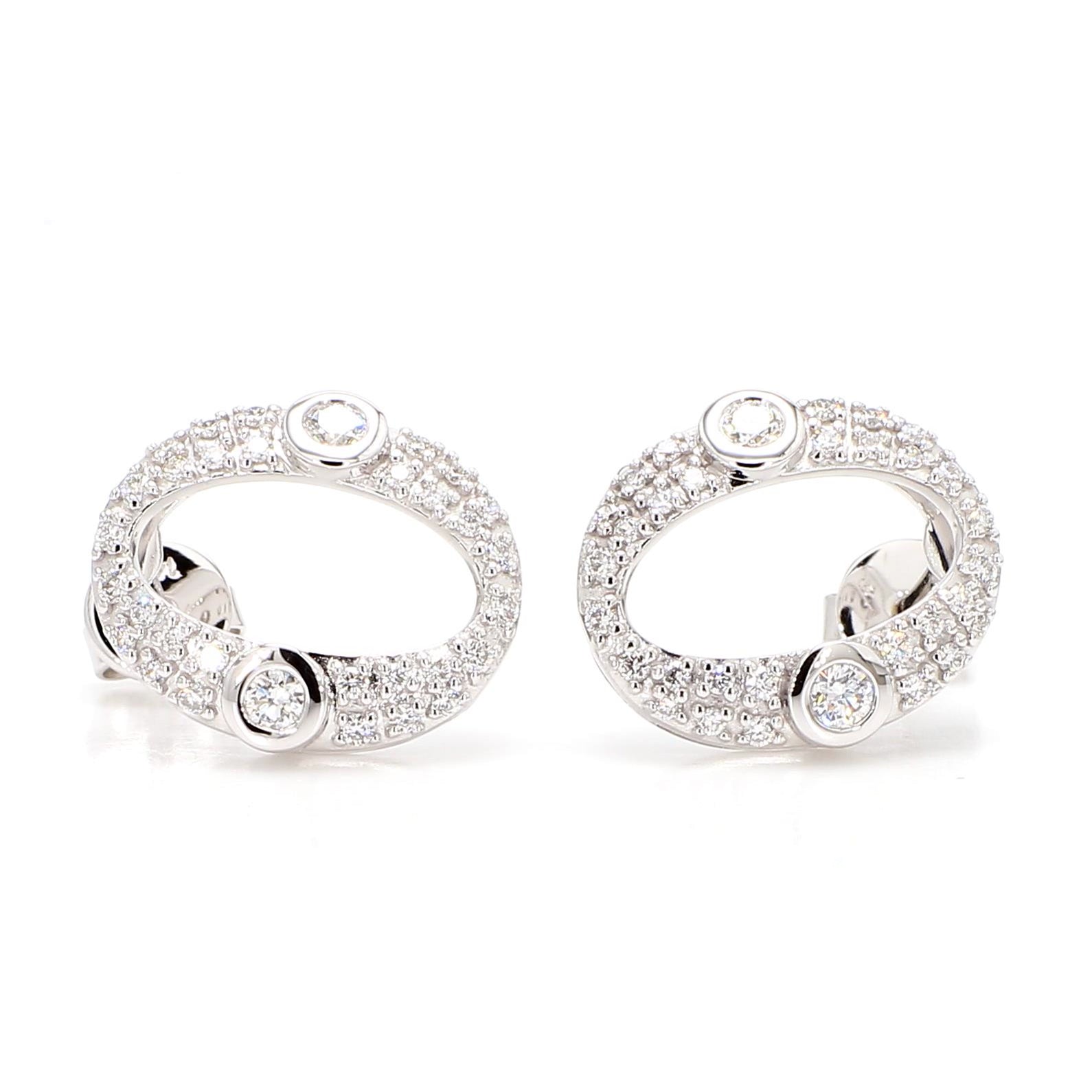 Natural White Round Diamond 0.45 Carat TW Gold Earrings