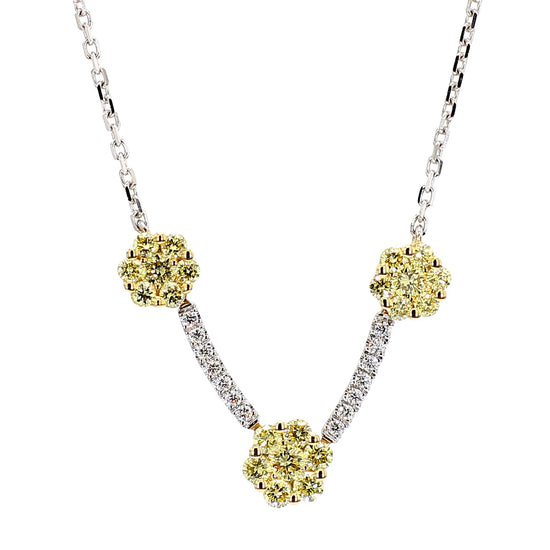 Natural Yellow Round Diamond 0.70 Carat TW Gold Drop Necklace