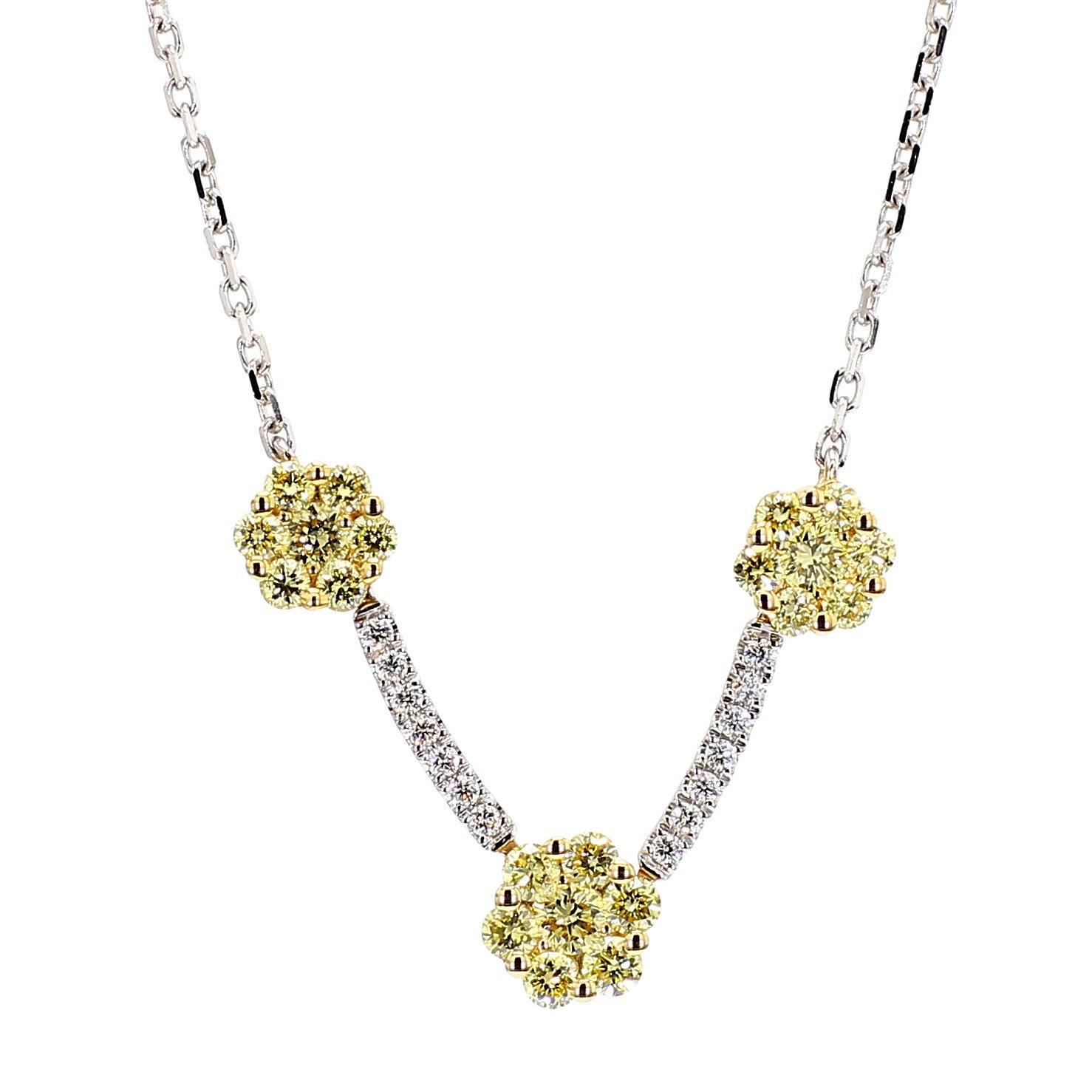 Natural Yellow Round Diamond 0.70 Carat TW Gold Drop Necklace