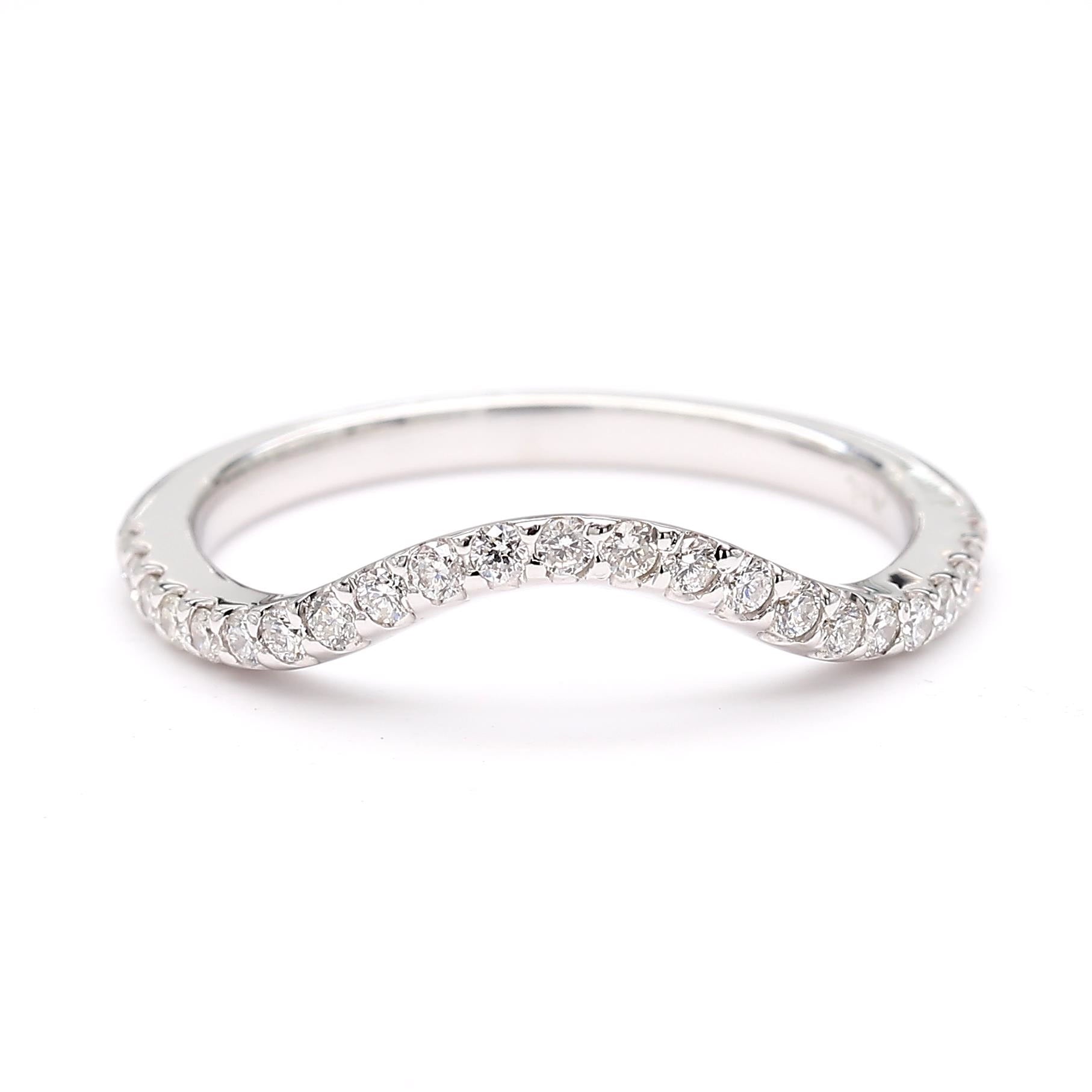 Natural White Round Diamond .24 Carat TW White Gold Wedding Band