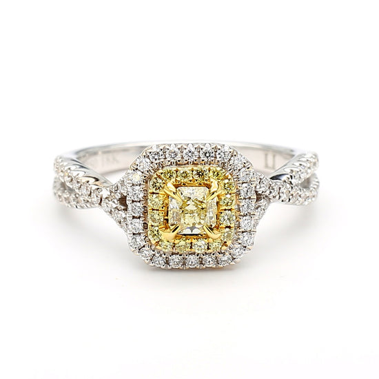 Natural Yellow Radiant Diamond 0.58 Carat TW Gold Cocktail Ring