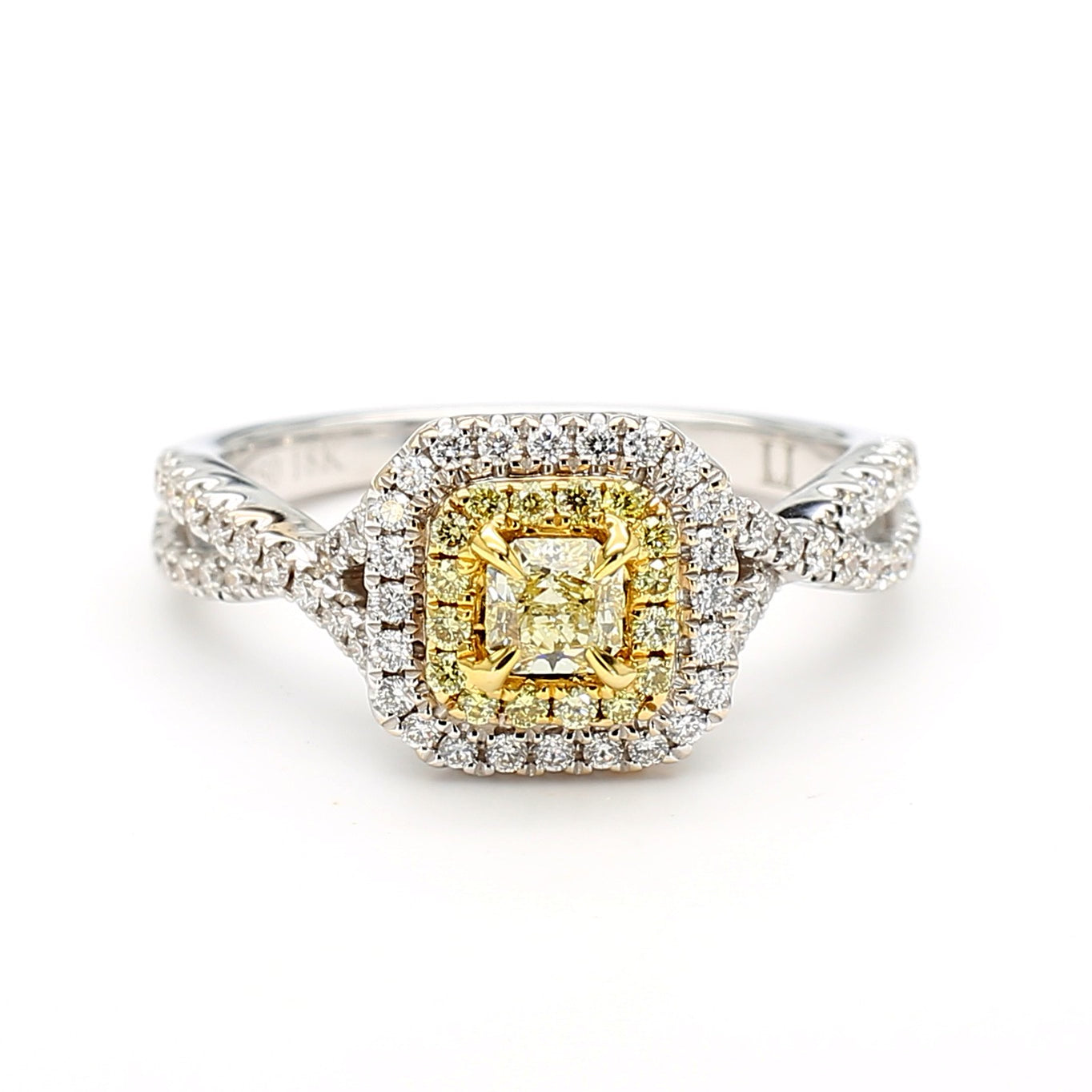 Natural Yellow Radiant Diamond 0.58 Carat TW Gold Cocktail Ring