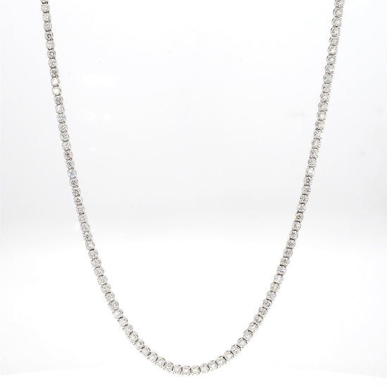 Natural White Round Diamond 5.46 Carat Tw White Gold Drop Necklace