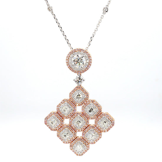 GIA Certified Natural White Round Diamond 4.11 Carat TW Gold Drop Pendant