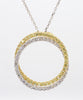 Natural Yellow Round and White Diamond 1.97 Carat TW Gold Circle Pendant