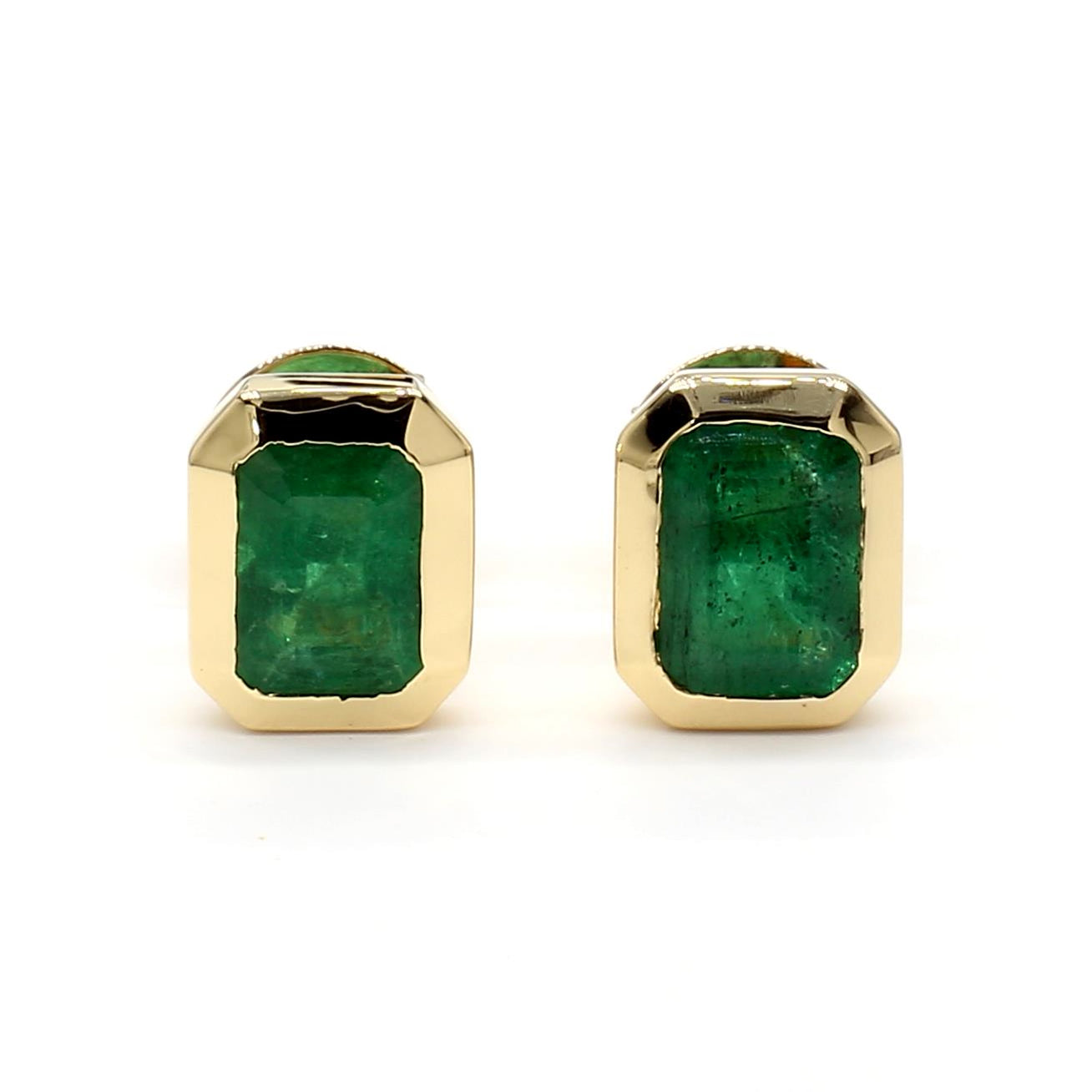 Natural Emerald 2.07 Carat TW Gold Stud Earrings