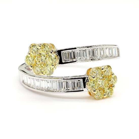 Natural White Baguette and Yellow Diamond 1.15 Carat TW Gold Cocktail Band