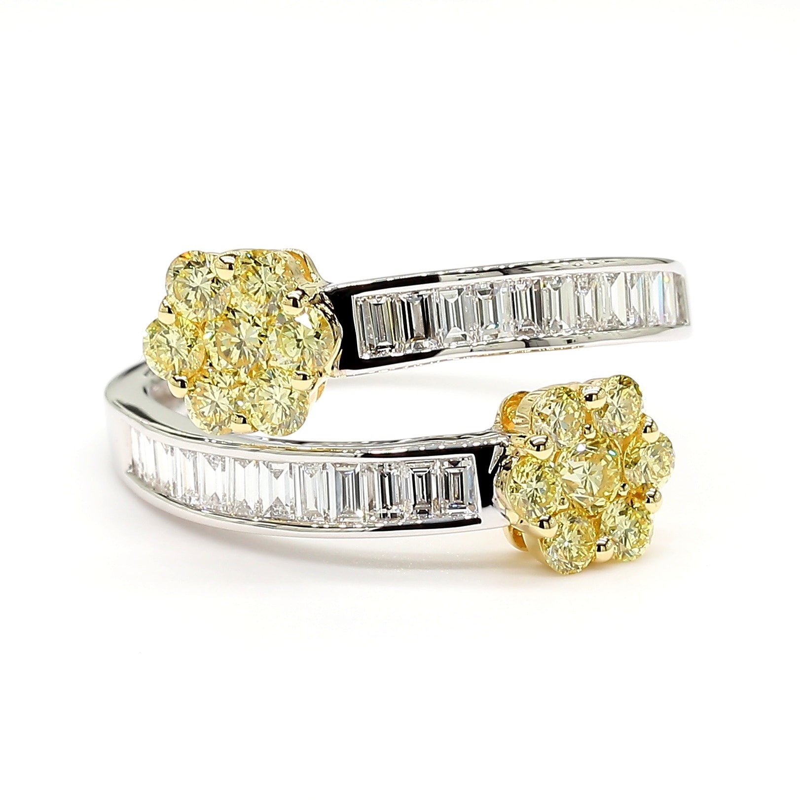 Natural White Baguette and Yellow Diamond 1.15 Carat TW Gold Cocktail Band