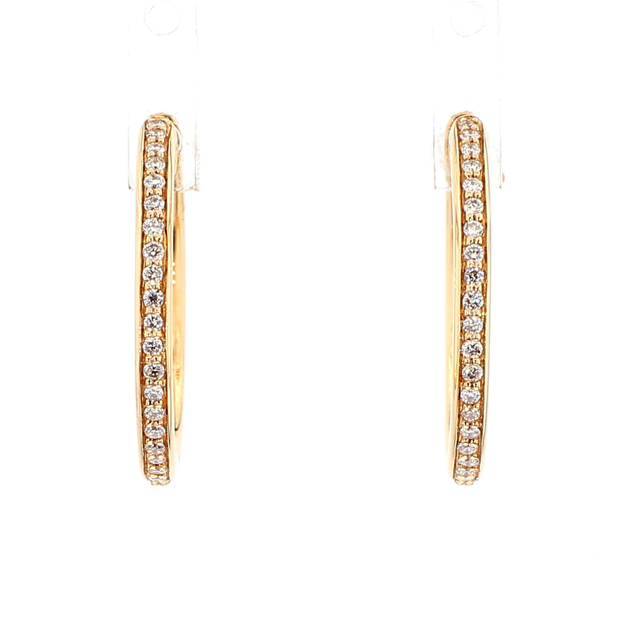 Natural White Round Diamond 0.23 Carat TW Rose Gold Hoop Earrings