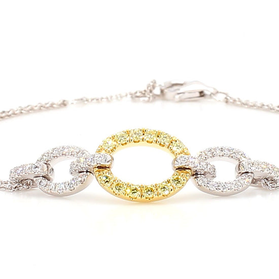 Natural Yellow Round and White Diamond 0.43 Carat TW Gold Tennis Bracelet