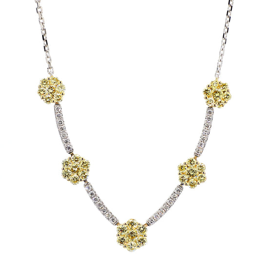 Natural Yellow Round Diamond 1.06 Carat TW Gold Drop Necklace