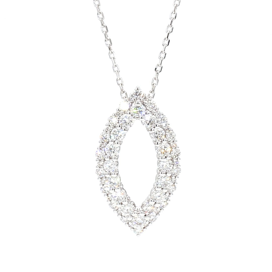 Natural White Round Diamond 0.99 Carat TW Gold Pendant