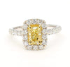 GIA Certified Natural Yellow Radiant Diamond 1.70 Carat TW Gold Cocktail Ring