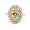 GIA Certified Natural Yellow Oval Diamond 2.99 Carat TW Gold Cocktail Ring