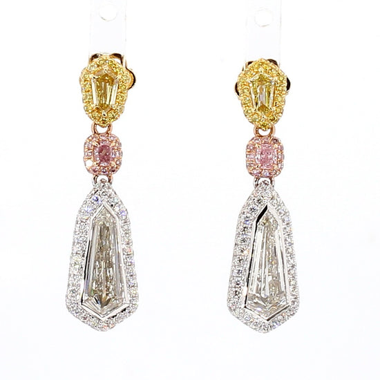 GIA Certified Natural White Kite Diamond 2.95 Carat TW Earrings