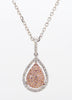 Natural Pink Round Diamond .38 Carat TW Rose Gold Drop Pendant