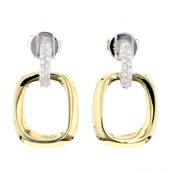 Natural White Round Diamond 0.21 Carat TW Yellow Gold Drop Earrings
