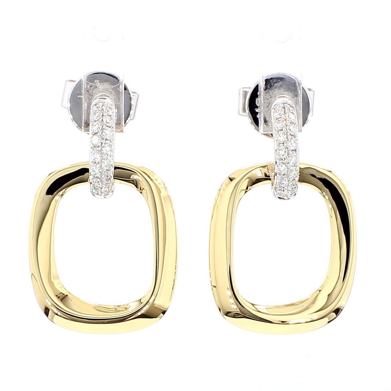 Natural White Round Diamond 0.21 Carat TW Yellow Gold Drop Earrings