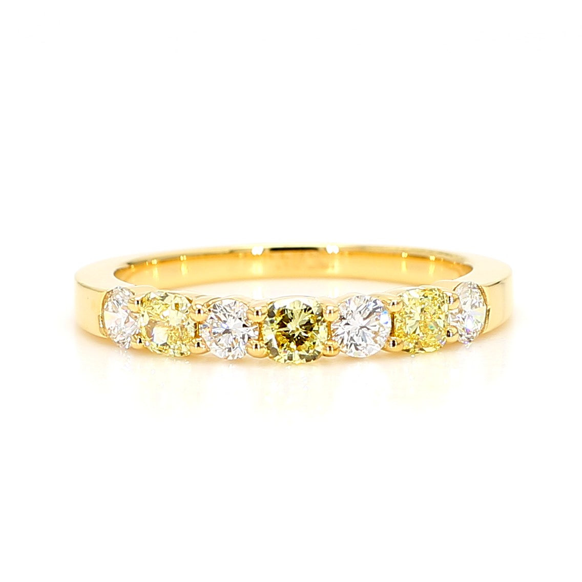 Natural Yellow Cushion Diamond 0.90 Carat TW Gold Cocktail Band