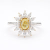 Natural Yellow Oval and White Diamond 1.41 Carat TW Gold Cocktail Ring