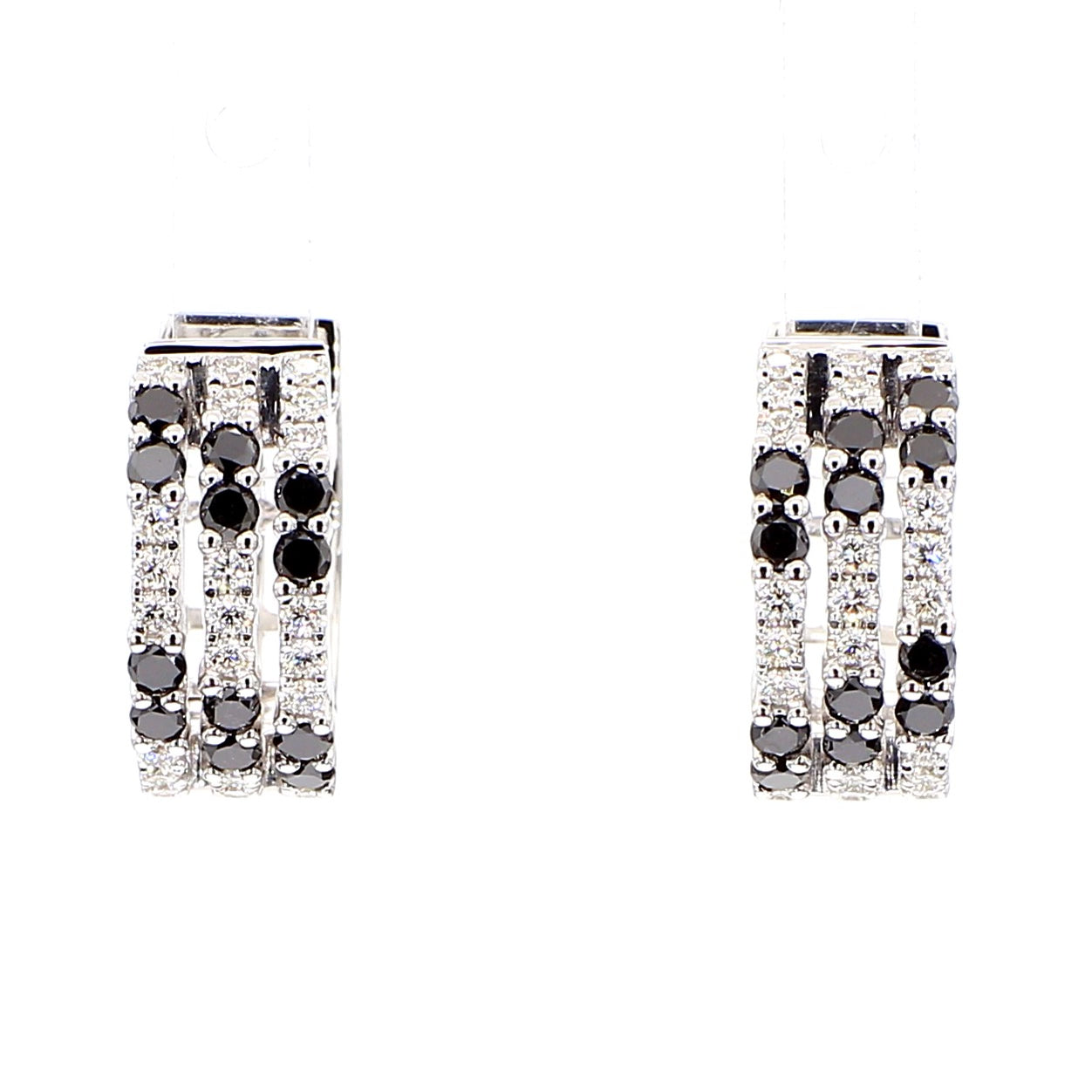 Black Round Diamond 0.65 Carat TW White Gold Hoop Earrings
