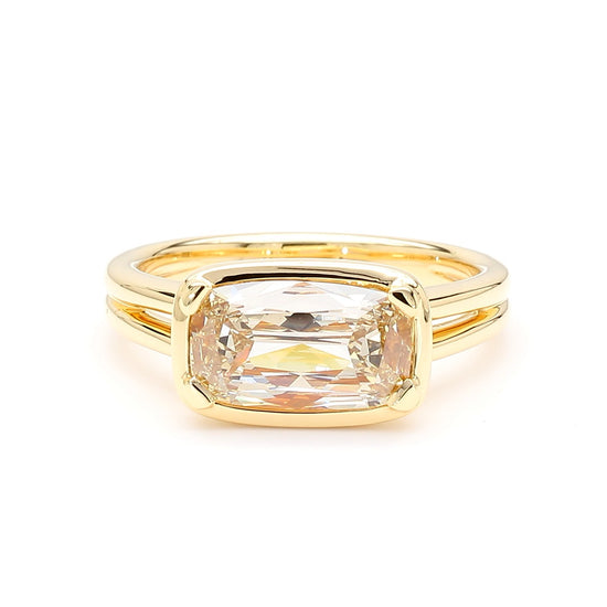 GIA Natural Fancy Light Brown-Yellow Cushion Diamond 1.72 Carat TW Gold Ring