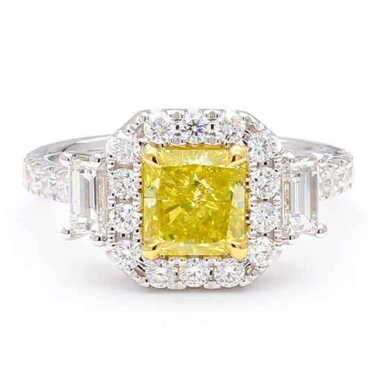 GIA Certified Natural Yellow Radiant Diamond 2.65 Carat TW Gold Cocktail Ring