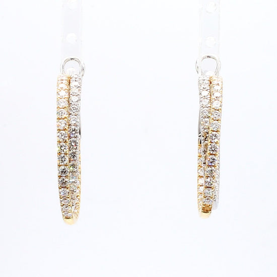 Natural White Round Diamond 2.66 Carat TW Gold Hoop Earrings