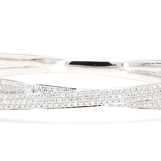 Natural White Round Diamond 1.55 Carat TW White Gold Cuff Bracelet