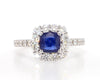 Natural Blue Cushion Sapphire and White Diamond 1.86 Carat TW Gold Cocktail Ring