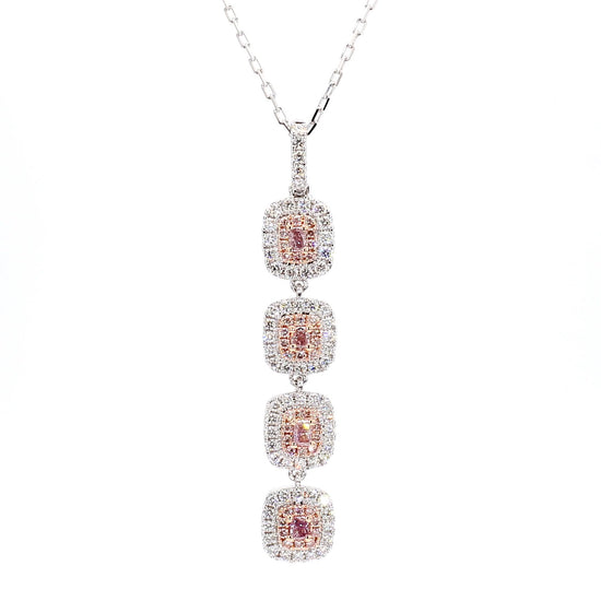IGI Certified Fancy Pink Radiant Diamond 0.96 Carat TW Gold Drop Pendant
