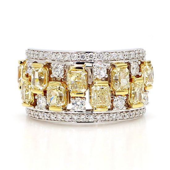 Natural Yellow Radiant Diamond 3.63 Carat TW Gold Cocktail Ring