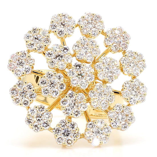 Natural White Round Diamond 2.75 Carat TW Yellow Gold Cocktail Ring