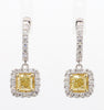 GIA Certified Natural Yellow Cushion Diamond 2.16 Carat TW Gold Drop Earrings