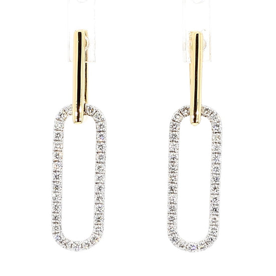 Natural White Round Diamond 0.54 Carat TW Gold Earrings
