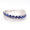 Natural Blue Round Sapphire and White Diamond 1.30 Carat TW Gold Cocktail Band