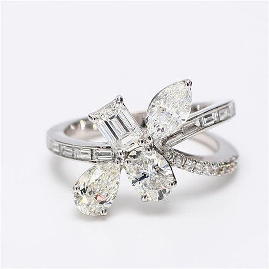 Natural White Mix Diamond 2.46 Carat TW White Gold Cocktail Ring